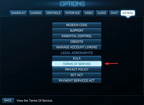 In Extras, scroll down and select Legal Agreements. . License agreement rocket league
